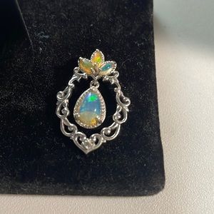 Sterling silver and Lab Created Opal Charm